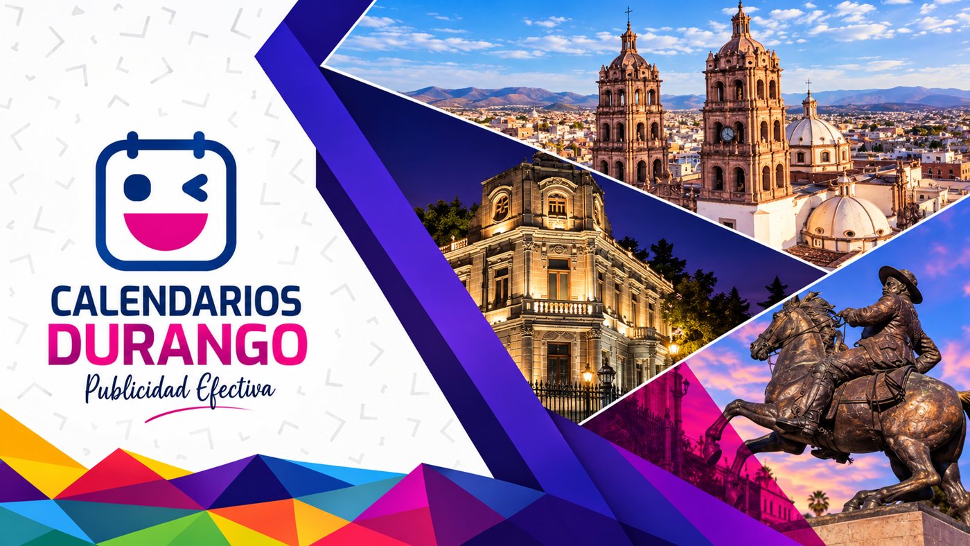 Calendarios Durango, publicidad efectiva: Catedral, Palacio de Zambrano y monumento a Francisco Villa